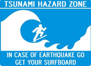 tsnami wave warning sign surfing